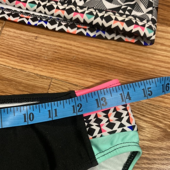 Xhilaration black and white pattern with pink,green and orange bikini - Picture 4 of 5